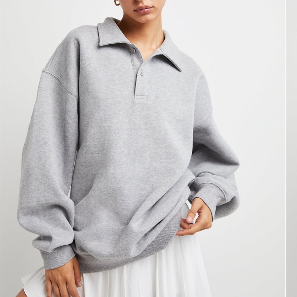 ARITZIA COZY BOYFRIEND POLO SWEATSHIRT